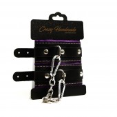 Черно-фиолетовые скругленные наручники с мягкой подкладкой - Crazy Handmade - купить с доставкой в Камышине