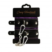 Черно-фиолетовые скругленные наручники с мягкой подкладкой - Crazy Handmade - купить с доставкой в Камышине