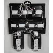 Набор фиксаторов из черной и белой натуральной кожи - Crazy Handmade - купить с доставкой в Камышине