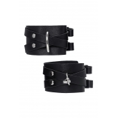 Черные кожаные оковы с двумя перекрёстными ремешками - Pecado - купить с доставкой в Камышине