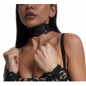 Черный ажурный чокер с золотистой фурнитурой - Crazy Handmade - купить с доставкой в Камышине