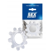 Прозрачное эрекционное кольцо со стимулирующими шариками - Sex Expert - в Камышине купить с доставкой