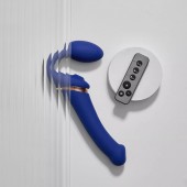 Синий безремневой страпон Multi Orgasm Bendable Strap-On size XL с клиторальной стимуляцией - Strap-on-me - купить с доставкой в Камышине