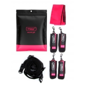 Черно-розовый эротический набор: фиксатор, оковы, наручники, повязка - Erokay - купить с доставкой в Камышине