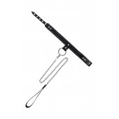 Черный узкий однослойный ошейник с серебристым поводком-цепочкой - Pecado - купить с доставкой в Камышине