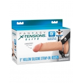 Телесный пустотелый фаллопротез 5’’ Hollow Silicone Strap-On - 14 см. - Pipedream - купить с доставкой в Камышине