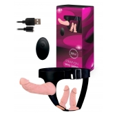 Женский страпон с 3 насадками и вибрацией - Erowoman-Eroman - купить с доставкой в Камышине