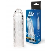 Прозрачная закрытая насадка на пенис с ребрышками - 16 см. - Sex Expert - в Камышине купить с доставкой