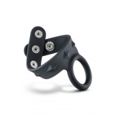 Черное эрекционное кольцо с подхватом мошонки на кнопках VS6 - Blush Novelties - в Камышине купить с доставкой