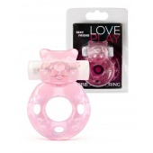 Розовое эрекционное виброкольцо в форме мишки - 1137 - в Камышине купить с доставкой