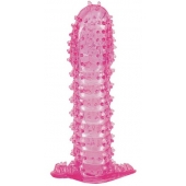 Гелевая розовая насадка с шипами - 12 см. - Toyfa Basic - в Камышине купить с доставкой