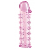 Гелевая розовая насадка на фаллос с шипами - 12 см. - Toyfa Basic - в Камышине купить с доставкой