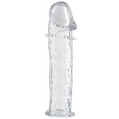 Гладкая прозрачная насадка с усиками под головкой - 12,5 см. - Toyfa Basic - в Камышине купить с доставкой