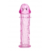 Гладкая розовая насадка с усиками под головкой - 12,5 см. - Toyfa Basic - в Камышине купить с доставкой