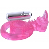 Розовая вибронасадка со стимулятор клитора   Язычок - Toyfa Basic - в Камышине купить с доставкой