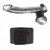 Чёрная утяжка на мошонку 1  Velcro Ball Stretcher - BlueLine - купить с доставкой в Камышине