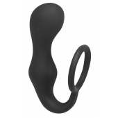 Чёрное эрекционное кольцо с анальной пробкой Double Pleasure Anal Plug - Lola Games - в Камышине купить с доставкой
