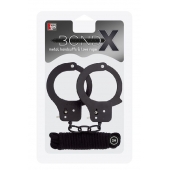 Чёрные наручники из листового металла в комплекте с веревкой BONDX METAL CUFFS LOVE ROPE SET - Dream Toys - купить с доставкой в Камышине