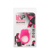 Розовое эрекционное кольцо с щеточкой LIT-UP SILICONE STIMU RING 5 - Dream Toys - в Камышине купить с доставкой