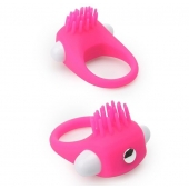 Розовое эрекционное кольцо с щеточкой LIT-UP SILICONE STIMU RING 5 - Dream Toys - в Камышине купить с доставкой