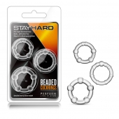 Набор из 3 прозрачных эрекционных колец Stay Hard Beaded Cockrings - Blush Novelties - в Камышине купить с доставкой