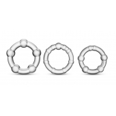 Набор из 3 прозрачных эрекционных колец Stay Hard Beaded Cockrings - Blush Novelties - в Камышине купить с доставкой