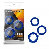 Набор из 3 синих эрекционных колец Stay Hard Beaded Cockrings - Blush Novelties - в Камышине купить с доставкой