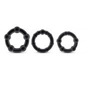 Набор из 3 чёрных эрекционных колец Stay Hard Beaded Cockrings - Blush Novelties - в Камышине купить с доставкой