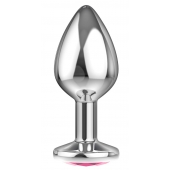 Большая серебристая анальная пробка Diamond Pink Sparkle Large с розовым кристаллом - 8 см. - Lola Games - купить с доставкой в Камышине