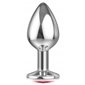 Большая серебристая анальная пробка Diamond Red Sparkle Large с красным кристаллом - 8 см. - Lola Games - купить с доставкой в Камышине