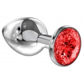 Большая серебристая анальная пробка Diamond Red Sparkle Large с красным кристаллом - 8 см. - Lola Games - купить с доставкой в Камышине