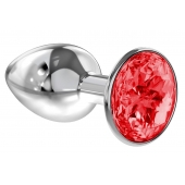 Малая серебристая анальная пробка Diamond Red Sparkle Small с красным кристаллом - 7 см. - Lola Games - купить с доставкой в Камышине