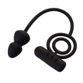 Чёрное эрекционное кольцо с вибропулькой и анальным хвостом - Erotist Adult Toys - в Камышине купить с доставкой