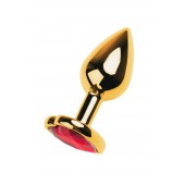 Золотистая анальная пробка с кристаллом-сердцем - 7,5 см. - ToyFa - купить с доставкой в Камышине