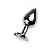 Серебристая анальная пробка с прозрачным кристаллом-сердцем - 8 см. - ToyFa - купить с доставкой в Камышине