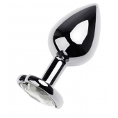 Серебристая анальная пробка с прозрачным кристаллом-сердцем - 8 см. - ToyFa - купить с доставкой в Камышине