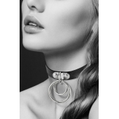 Черный чокер с двумя кольцами - Bijoux Pour Toi - купить с доставкой в Камышине