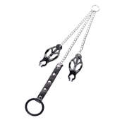 Черно-серебристые зажимы для сосков с кольцом для пениса TOYFA Metal - ToyFa - купить с доставкой в Камышине