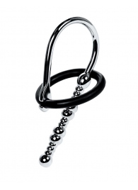 Серебристый уретральный плаг-бусины TOYFA Metal с мягким фиксириющим кольцом - ToyFa - купить с доставкой в Камышине