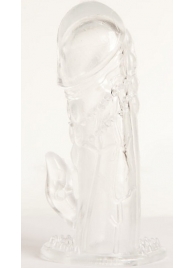 Прозрачная гелевая насадка с клиторальным отростком - 13 см. - Toyfa Basic - в Камышине купить с доставкой