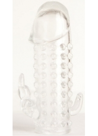 Гелевая прозрачная насадка с 2 отростками - 13 см. - Toyfa Basic - в Камышине купить с доставкой