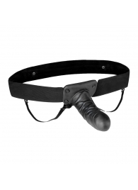 Чёрный полый страпон с вибрацией Unisex Vibrating Hollow Strap-On - 14 см. - Lux Fetish - купить с доставкой в Камышине