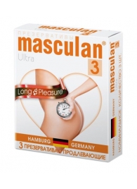 Розовые презервативы Masculan Ultra Long Pleasure с колечками, пупырышками и продлевающим эффектом - 3 шт. - Masculan - купить с доставкой в Камышине