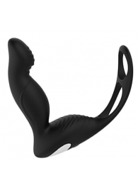 Черный вибромассажер простаты P-PLEASER W ERECTION ENHANCE - Dream Toys - в Камышине купить с доставкой