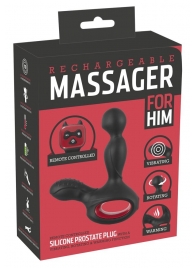 Черный вибромассажер простаты с нагревом и ротацией Prostate Plug - 14,5 см. - Orion - в Камышине купить с доставкой