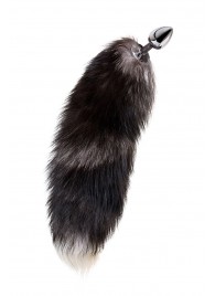 Серебристая металлическая анальная втулка с хвостом чернобурой лисы - размер S - ToyFa - купить с доставкой в Камышине