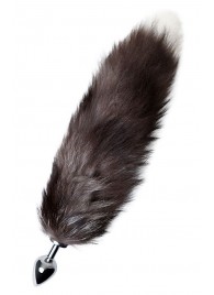 Серебристая металлическая анальная втулка с хвостом чернобурой лисы - размер S - ToyFa - купить с доставкой в Камышине
