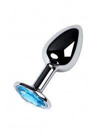 Серебристая конусовидная анальная пробка с голубым кристаллом - 7 см. - ToyFa - купить с доставкой в Камышине