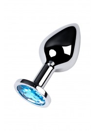 Серебристая конусовидная анальная пробка с голубым кристаллом - 8 см. - ToyFa - купить с доставкой в Камышине