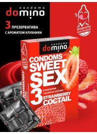 Презервативы для орального секса DOMINO Sweet Sex с ароматом клубничного коктейля  - 3 шт. - Domino - купить с доставкой в Камышине